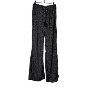 Mustard Seed 100% Rayon Heart Wide Leg Pants Black Womens Medium